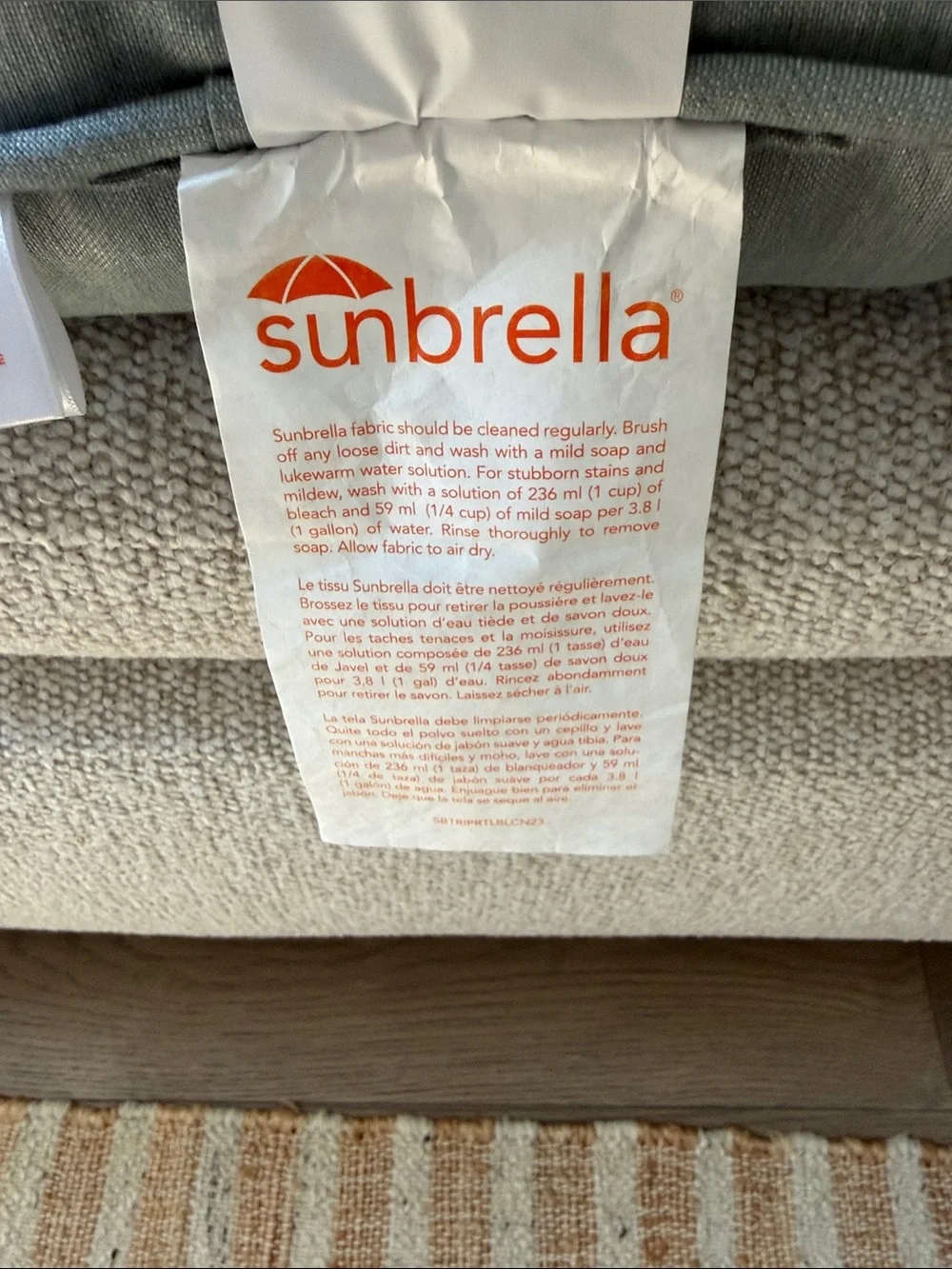 Sunbrella Outdoor/Indoor Pillow. 19X19. Color is Mist. New Not Used.